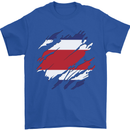 Torn Costa Rica Flag Rican Day Football Mens T-Shirt 100% Cotton Royal Blue