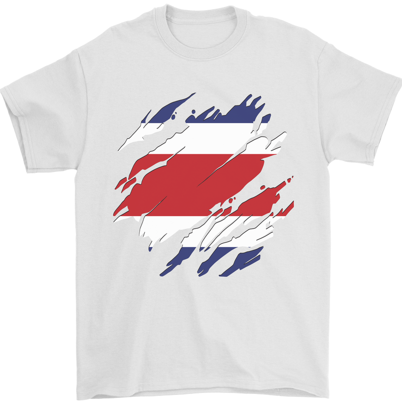 Torn Costa Rica Flag Rican Day Football Mens T-Shirt 100% Cotton White