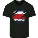 Torn Costa Rica Flag Rican Day Football Mens V-Neck Cotton T-Shirt Black
