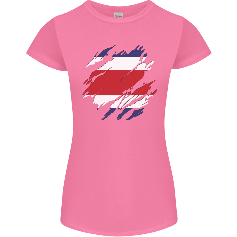 Torn Costa Rica Flag Rican Day Football Womens Petite Cut T-Shirt Azalea