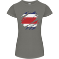 Torn Costa Rica Flag Rican Day Football Womens Petite Cut T-Shirt Charcoal