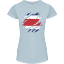 Torn Costa Rica Flag Rican Day Football Womens Petite Cut T-Shirt Light Blue