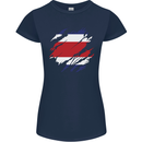 Torn Costa Rica Flag Rican Day Football Womens Petite Cut T-Shirt Navy Blue