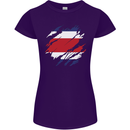 Torn Costa Rica Flag Rican Day Football Womens Petite Cut T-Shirt Purple