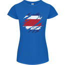 Torn Costa Rica Flag Rican Day Football Womens Petite Cut T-Shirt Royal Blue