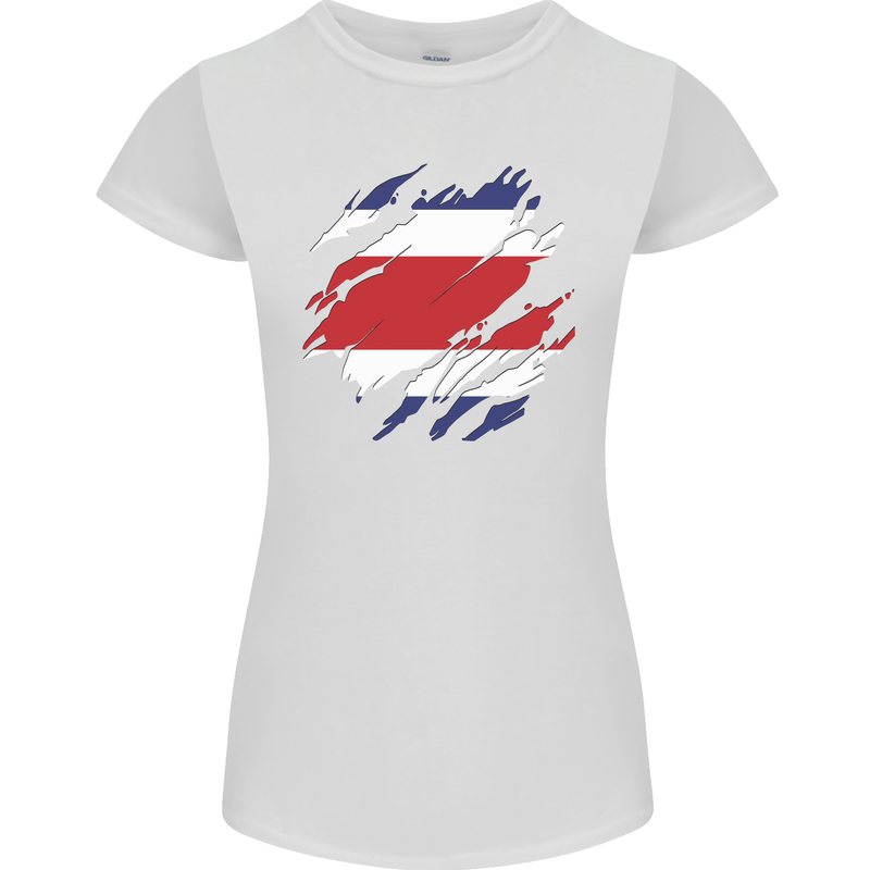 Torn Costa Rica Flag Rican Day Football Womens Petite Cut T-Shirt White