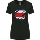 Torn Costa Rica Flag Rican Day Football Womens Wider Cut T-Shirt Black