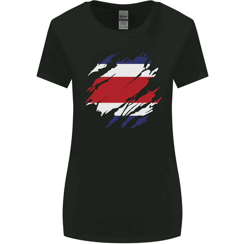 Torn Costa Rica Flag Rican Day Football Womens Wider Cut T-Shirt Black