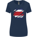Torn Costa Rica Flag Rican Day Football Womens Wider Cut T-Shirt Navy Blue