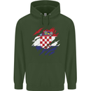 Torn Croatia Flag Croatian Day Football Childrens Kids Hoodie Forest Green