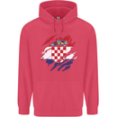 Torn Croatia Flag Croatian Day Football Childrens Kids Hoodie Heliconia