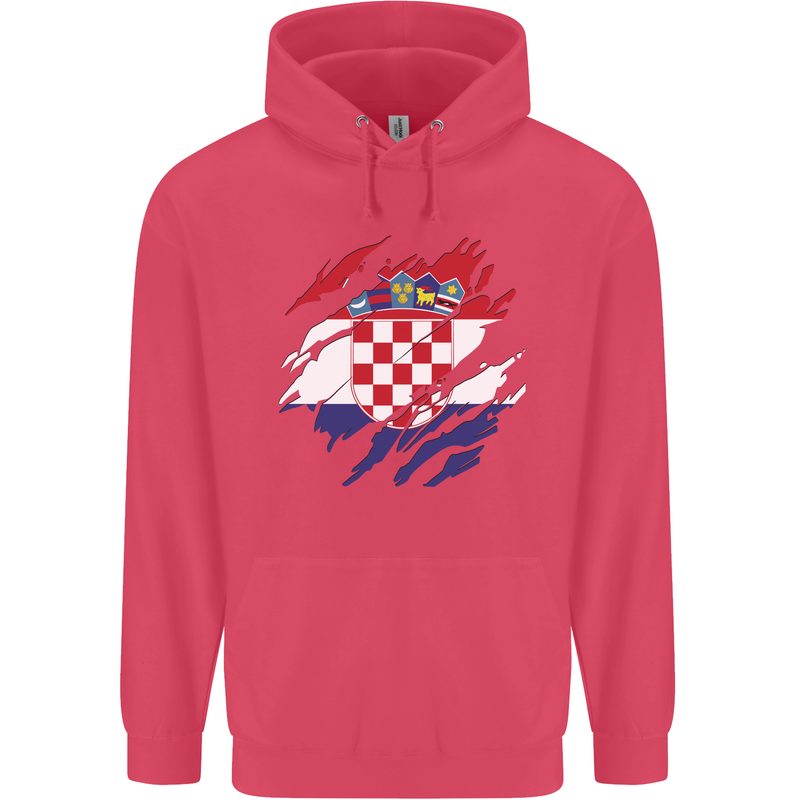 Torn Croatia Flag Croatian Day Football Childrens Kids Hoodie Heliconia
