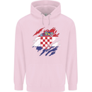 Torn Croatia Flag Croatian Day Football Childrens Kids Hoodie Light Pink