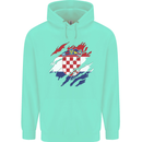 Torn Croatia Flag Croatian Day Football Childrens Kids Hoodie Peppermint