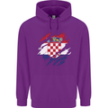 Torn Croatia Flag Croatian Day Football Childrens Kids Hoodie Purple