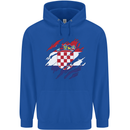 Torn Croatia Flag Croatian Day Football Childrens Kids Hoodie Royal Blue