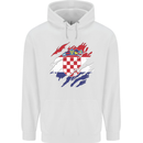 Torn Croatia Flag Croatian Day Football Childrens Kids Hoodie White