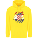 Torn Croatia Flag Croatian Day Football Childrens Kids Hoodie Yellow