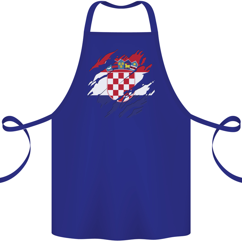 Torn Croatia Flag Croatian Day Football Cotton Apron 100% Organic Royal Blue