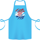 Torn Croatia Flag Croatian Day Football Cotton Apron 100% Organic Turquoise