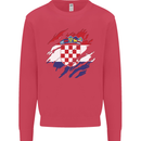 Torn Croatia Flag Croatian Day Football Kids Sweatshirt Jumper Heliconia