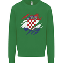 Torn Croatia Flag Croatian Day Football Kids Sweatshirt Jumper Irish Green