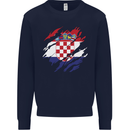 Torn Croatia Flag Croatian Day Football Kids Sweatshirt Jumper Navy Blue