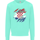 Torn Croatia Flag Croatian Day Football Kids Sweatshirt Jumper Peppermint