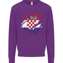 Torn Croatia Flag Croatian Day Football Kids Sweatshirt Jumper Purple