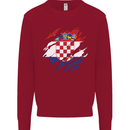 Torn Croatia Flag Croatian Day Football Kids Sweatshirt Jumper Red