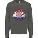 Torn Croatia Flag Croatian Day Football Kids Sweatshirt Jumper Storm Grey