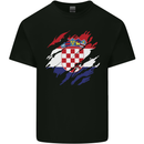 Torn Croatia Flag Croatian Day Football Kids T-Shirt Childrens Black