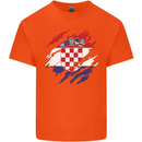 Torn Croatia Flag Croatian Day Football Kids T-Shirt Childrens Orange