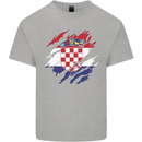Torn Croatia Flag Croatian Day Football Kids T-Shirt Childrens Sports Grey