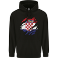 Torn Croatia Flag Croatian Day Football Mens 80% Cotton Hoodie Black