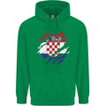 Torn Croatia Flag Croatian Day Football Mens 80% Cotton Hoodie Irish Green