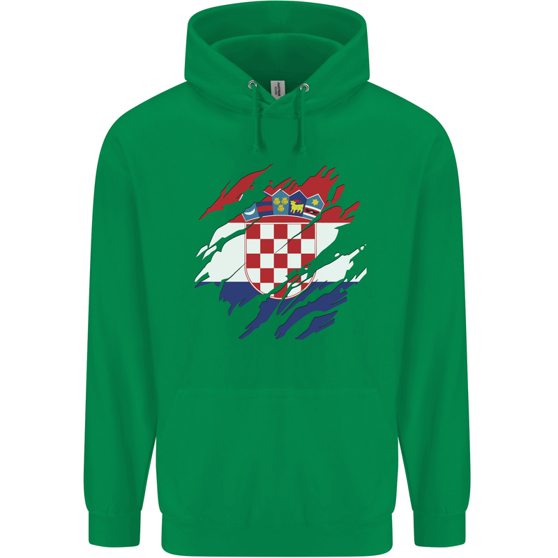 Torn Croatia Flag Croatian Day Football Mens 80% Cotton Hoodie Irish Green
