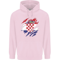 Torn Croatia Flag Croatian Day Football Mens 80% Cotton Hoodie Light Pink