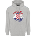 Torn Croatia Flag Croatian Day Football Mens 80% Cotton Hoodie Sports Grey