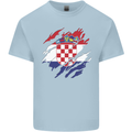 Torn Croatia Flag Croatian Day Football Mens Cotton T-Shirt Tee Top Light Blue