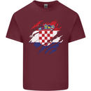 Torn Croatia Flag Croatian Day Football Mens Cotton T-Shirt Tee Top Maroon