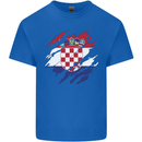 Torn Croatia Flag Croatian Day Football Mens Cotton T-Shirt Tee Top Royal Blue