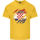 Torn Croatia Flag Croatian Day Football Mens Cotton T-Shirt Tee Top Yellow