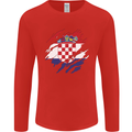Torn Croatia Flag Croatian Day Football Mens Long Sleeve T-Shirt Red