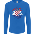Torn Croatia Flag Croatian Day Football Mens Long Sleeve T-Shirt Royal Blue