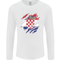 Torn Croatia Flag Croatian Day Football Mens Long Sleeve T-Shirt White