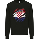 Torn Croatia Flag Croatian Day Football Mens Sweatshirt Jumper Black