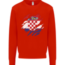 Torn Croatia Flag Croatian Day Football Mens Sweatshirt Jumper Bright Red