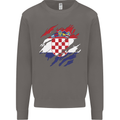 Torn Croatia Flag Croatian Day Football Mens Sweatshirt Jumper Charcoal