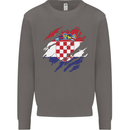 Torn Croatia Flag Croatian Day Football Mens Sweatshirt Jumper Charcoal